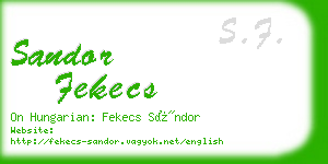 sandor fekecs business card